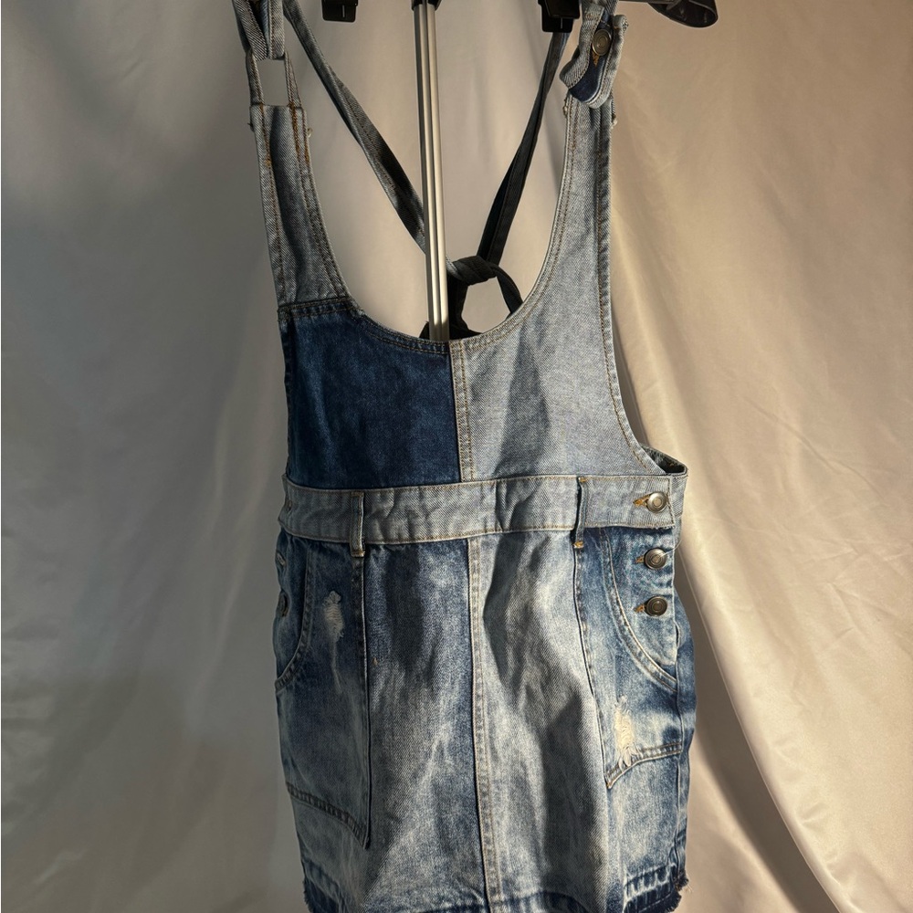 Free People Denim Patchwork Mini Dress